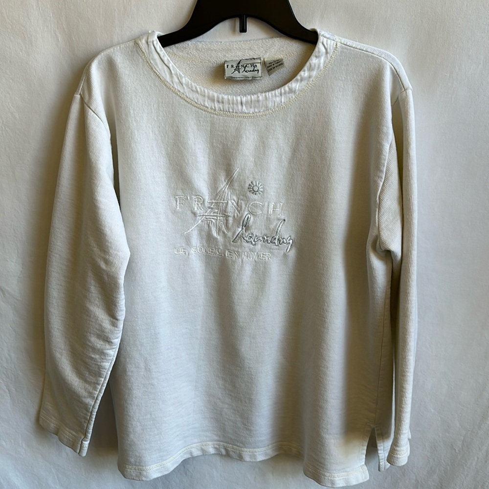 French Laundry cream Eiffel Tower sweatshirt, size M